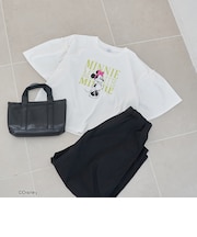 【MICKEY（ミッキー）/別注】ミッキー＆ミニー 袖フリル半袖Tシャツ