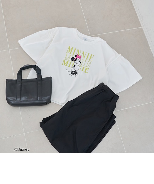 【MICKEY(ミッキー)/別注】ミッキー&ミニー 袖フリル半袖Tシャツ