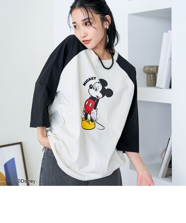 【MICKEY(ミッキー)/別注】ミッキープリント オーバーサイズラグランTシャツ