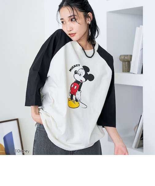 【MICKEY(ミッキー)/別注】ミッキープリント オーバーサイズラグランTシャツ