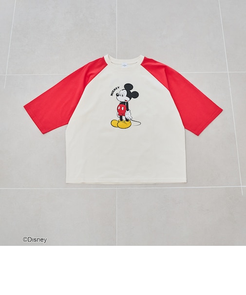 【MICKEY(ミッキー)/別注】ミッキープリント オーバーサイズラグランTシャツ