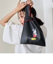【MICKEY（ミッキー）/別注】配色パイピング レザーライクショッパーバッグ