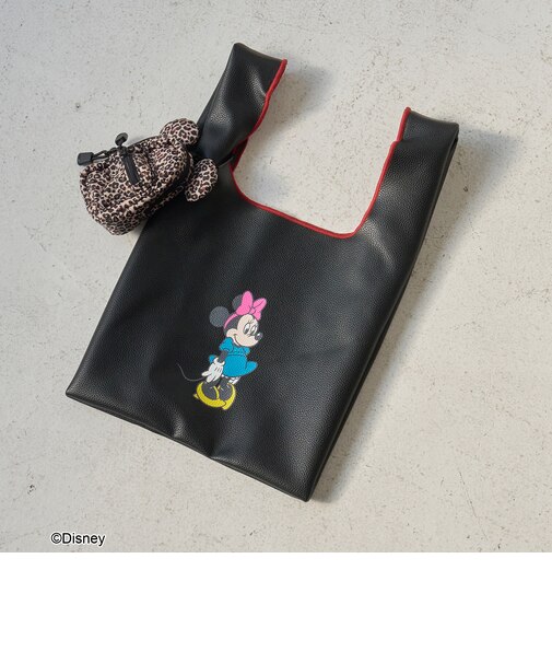 【MICKEY（ミッキー）/別注】配色パイピング レザーライクショッパーバッグ