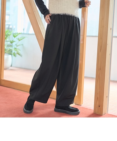 【新型登場/ストレッチ/防しわ】【シリーズ累計販売数1万本突破】とろさらイージーワイドカーブパンツ(WEB限定サイズあり)