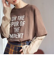 袖シアードッキング レイヤード風ロゴロンT