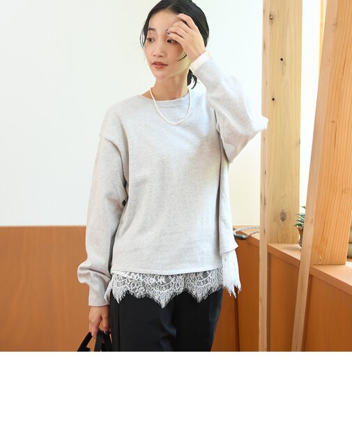 【セットアイテム】裾レースレイヤードニットセット(WEB限定カラーあり)