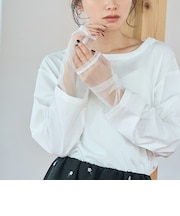 【リニューアルして新登場◎】袖チュール切替ロングスリーブTシャツ