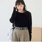 シアーメッシュ フロッキーストライプロンT