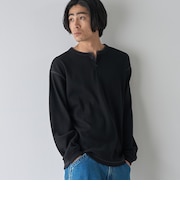 ワッフルヘンリーネック ロングスリーブ Tシャツ