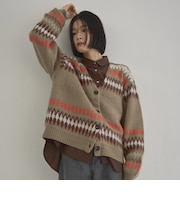 【Penneys(ぺニーズ)別注】アソート柄 起毛ジャガードニットカーディガン