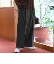ウールブレンド タックワイドスラックスパンツ