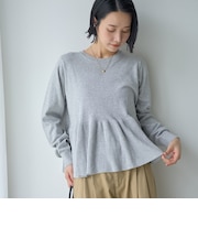 ソフトタッチ ペプラムデザインクルーニット