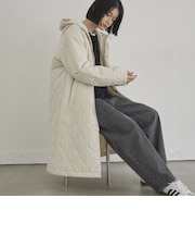 【新型登場◎】フード付き撥水キルティングロングコート
