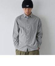小柄チェックコットン長袖シャツ