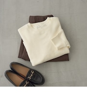 【Feel Soft / フィールソフト】ショート丈 両面微起毛 裏毛クルーネックスウェット
