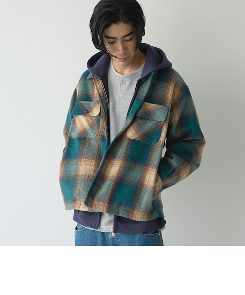 【WEB限定】POLO BCS（ポロ・ビーシーエス）起毛シャギーチェックCPOシャツ（KELLY）