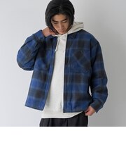 チェック柄裏キルトブルゾン【NAVY】