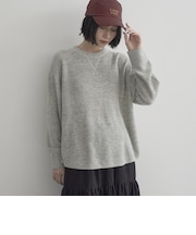 カラーメランジワッフルクルーネックニット