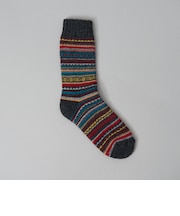 【H FOOT WEAR(エイチ フットウェア)】フェアアイル柄ジャガードソックス