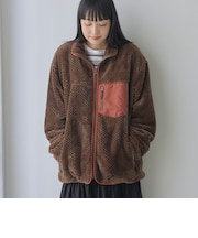 【保温性/裏地付き】ダイヤモンドキルトシャギーブルゾン