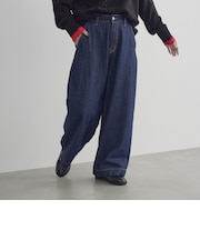裏起毛ワイドデニムパンツ