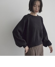 ショート丈 エアリーヤーンソウバリクルーネックニット