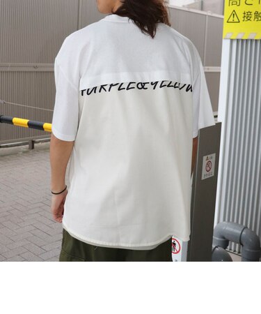 バックロゴプリント布帛切替ワイドＴシャツ