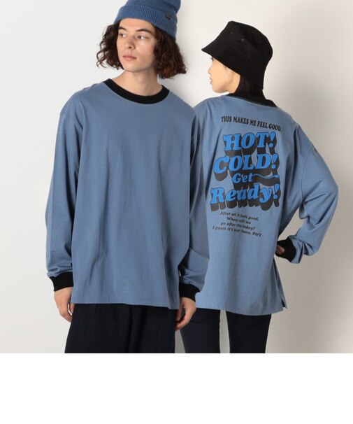 バックプリントワイド長袖クルーネックTシャツ