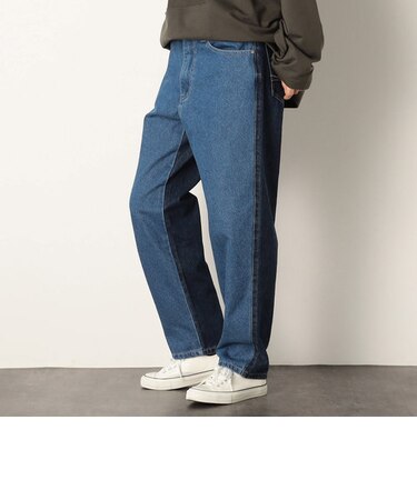 ツートーン デニムテーパードパンツ