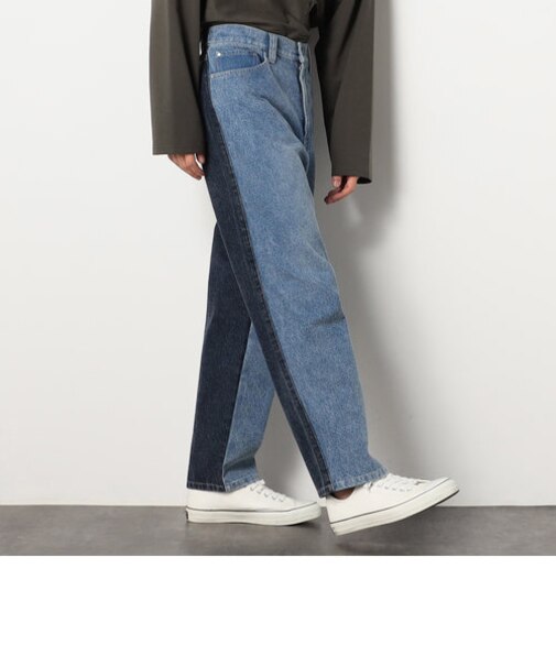 ツートーン デニムテーパードパンツ
