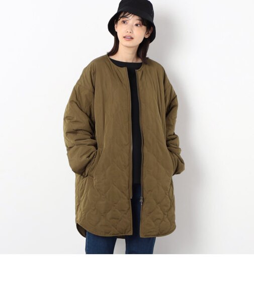 瓢箪キルティング ノーカラーコート