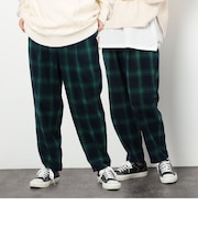 オンブレーチェック タックテーパードパンツ