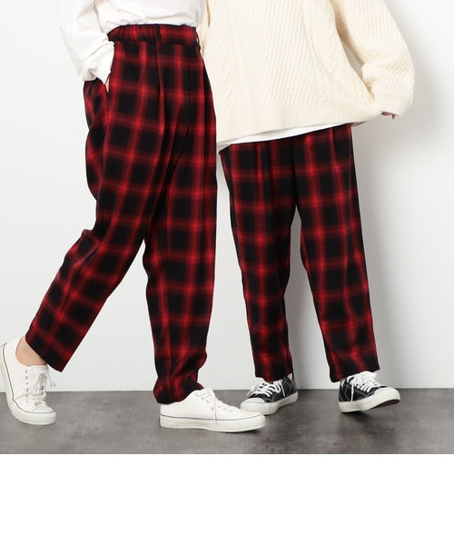 SHIPS any タック チェック テーパード パンツ SHIPS any タック チェック テーパード パンツ