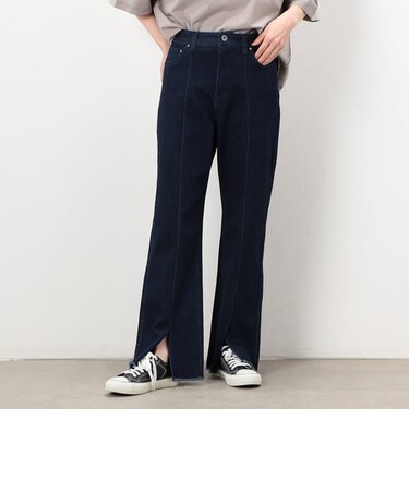 ストレッチデニム スリットフレアパンツ