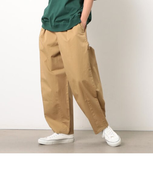 高密度コットンツイル ワイドテーパードパンツ