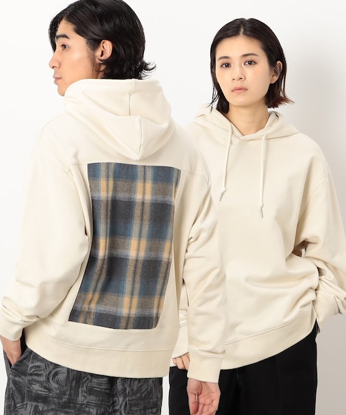 パネルチェックプルオーバーパーカ