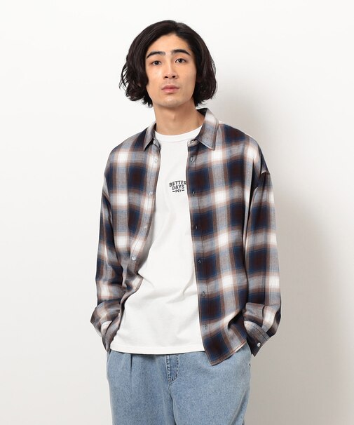 オンブレーチェックシャツ