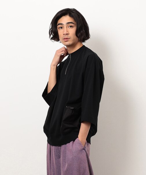 布帛ポケットハーフジッププルオーバー