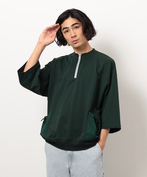布帛ポケットハーフジッププルオーバー