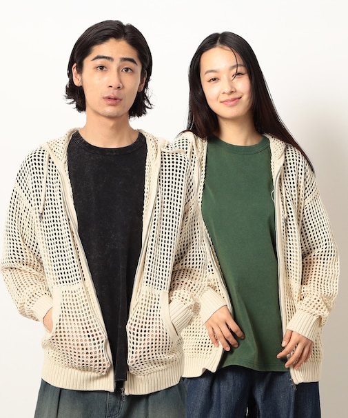 メッシュニットジップパーカ