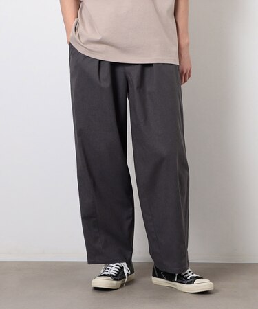 麻混ワイドテーパードパンツ