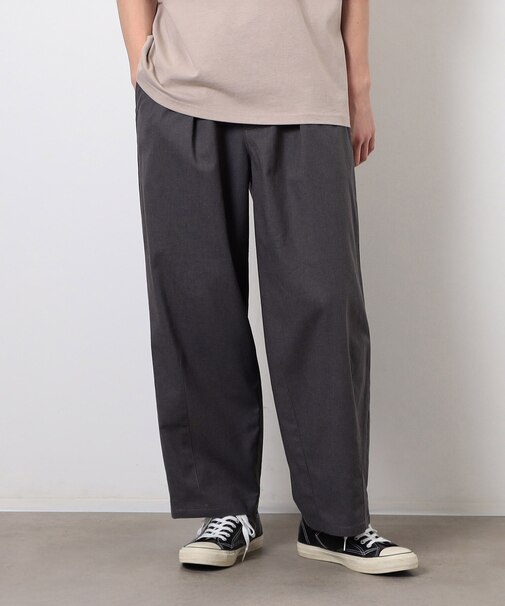 麻混ワイドテーパードパンツ