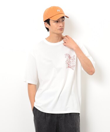 バック&胸刺繍ウェーブロゴ半袖Tシャツ