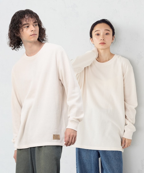 裏起毛ワッフル 長袖Tシャツ
