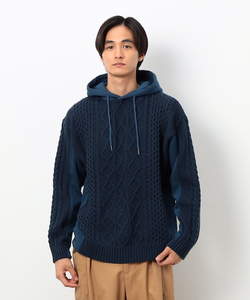 ニット×裏シャギーパーカ