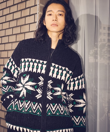 雪柄 ドライバーズニット