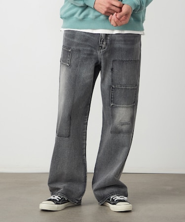 リメイク風加工 デニムパンツ