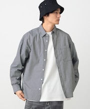 バック刺繍 ストライプシャツ