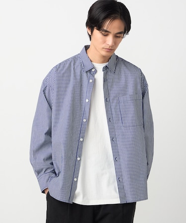 バック刺繍 ストライプシャツ