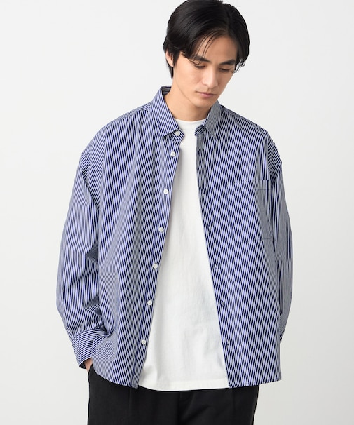 バック刺繍 ストライプシャツ